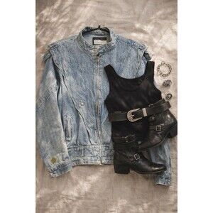 Vintage Union Bay Denim Jacket Womens M Acid Wash Moto Western Hong Kong